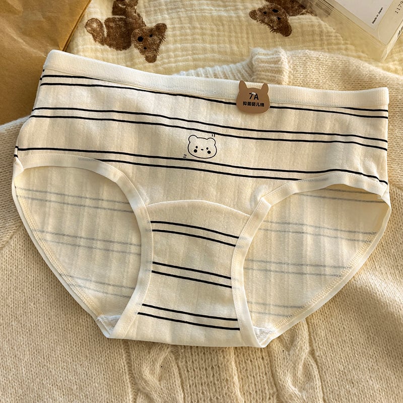 Дамски памучни бикини – антибактериални, със средна талия, принт с карикатура