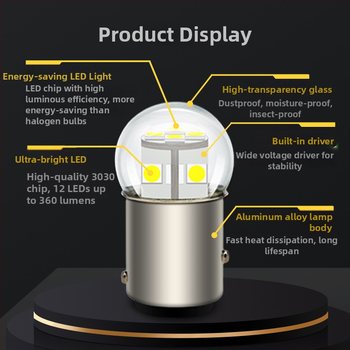Auto LED svetlo pre smerovanie a cúvacie svetlo, 3030×12 LED, model 1156/1157, 12V, 6W, 6500K