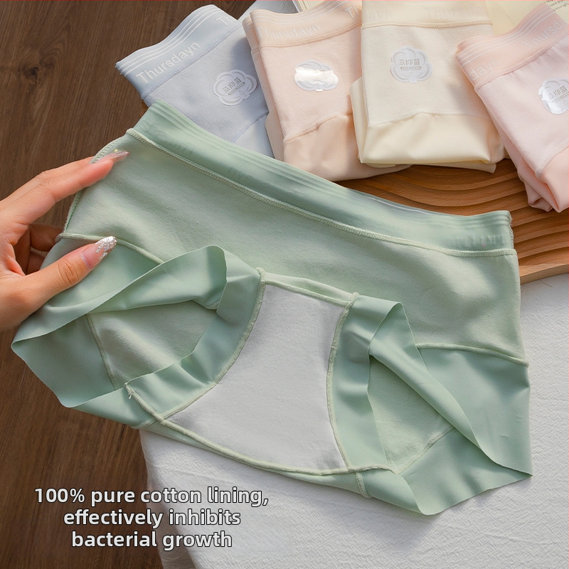 Памучни бикини за момичета, средна талия, дишащи, антибактериални, памучна подплата