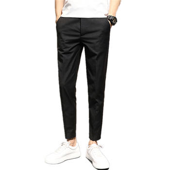 Muške casual hlače u korejskom stilu, slim-fit, skraćena duljina, srednji pojas, poliester-elastan smjesa