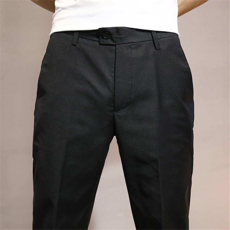 Muške casual hlače u korejskom stilu, slim-fit, skraćena duljina, srednji pojas, poliester-elastan smjesa