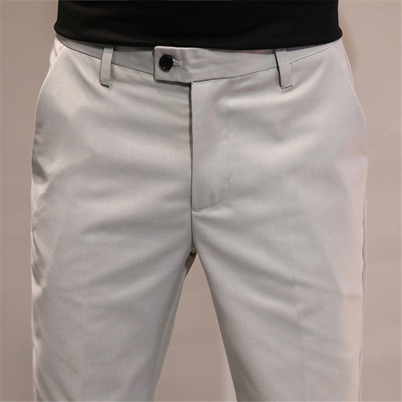 Muške casual hlače u korejskom stilu, slim-fit, skraćena duljina, srednji pojas, poliester-elastan smjesa