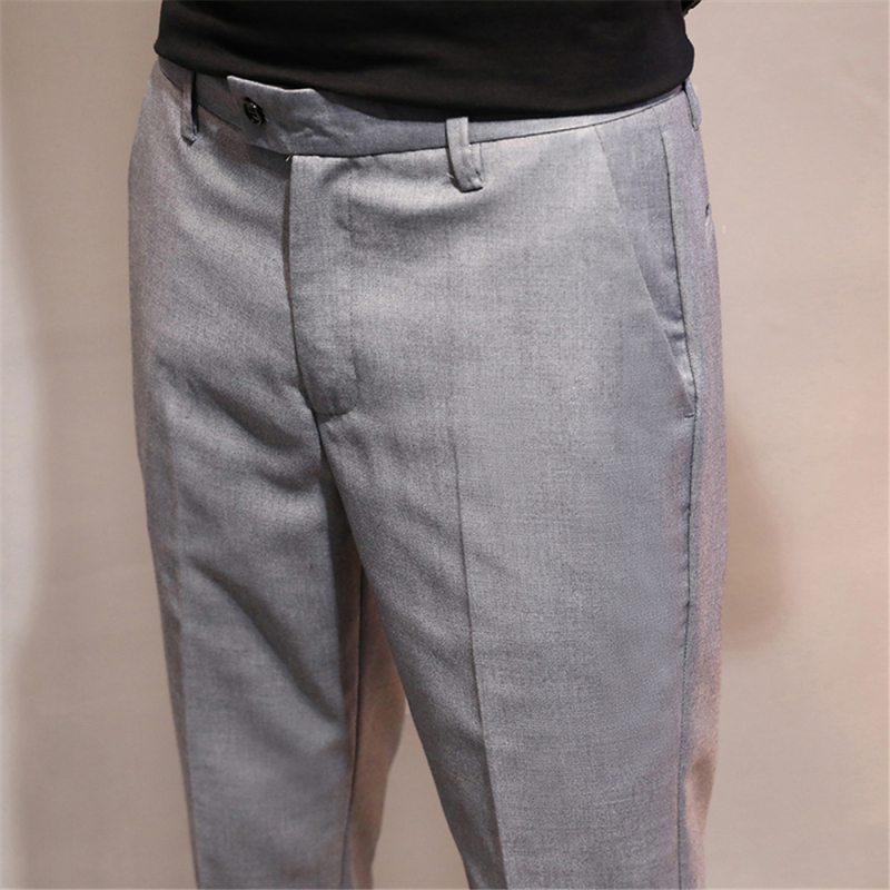 Muške casual hlače u korejskom stilu, slim-fit, skraćena duljina, srednji pojas, poliester-elastan smjesa