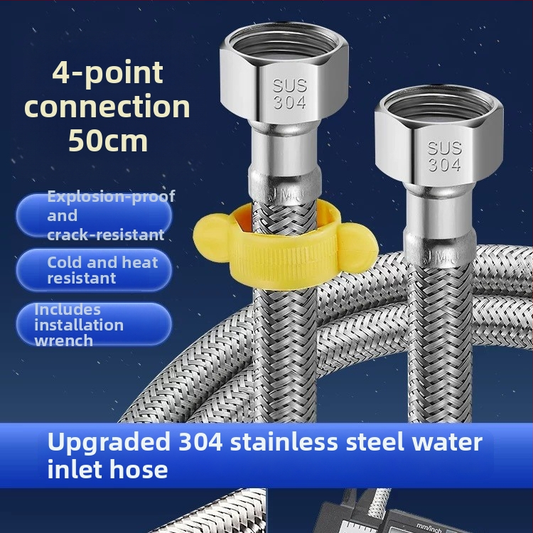 Furtun de alimentare cu apă din oțel inoxidabil 304, cu capete duble pentru boiler, împletit rezistent la explozie, tip spiral, presiune nominală 1.0, 0–90°C