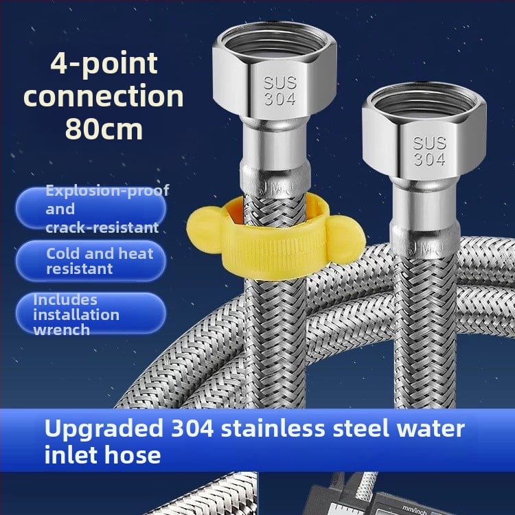 Furtun de alimentare cu apă din oțel inoxidabil 304, cu capete duble pentru boiler, împletit rezistent la explozie, tip spiral, presiune nominală 1.0, 0–90°C