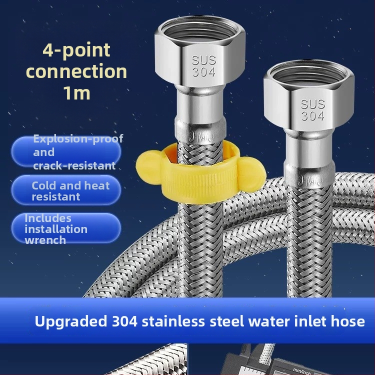 Furtun de alimentare cu apă din oțel inoxidabil 304, cu capete duble pentru boiler, împletit rezistent la explozie, tip spiral, presiune nominală 1.0, 0–90°C