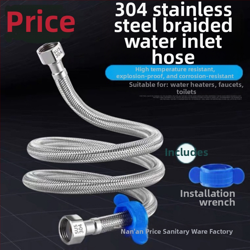 Furtun de alimentare cu apă din oțel inoxidabil 304, cu capete duble pentru boiler, împletit rezistent la explozie, tip spiral, presiune nominală 1.0, 0–90°C