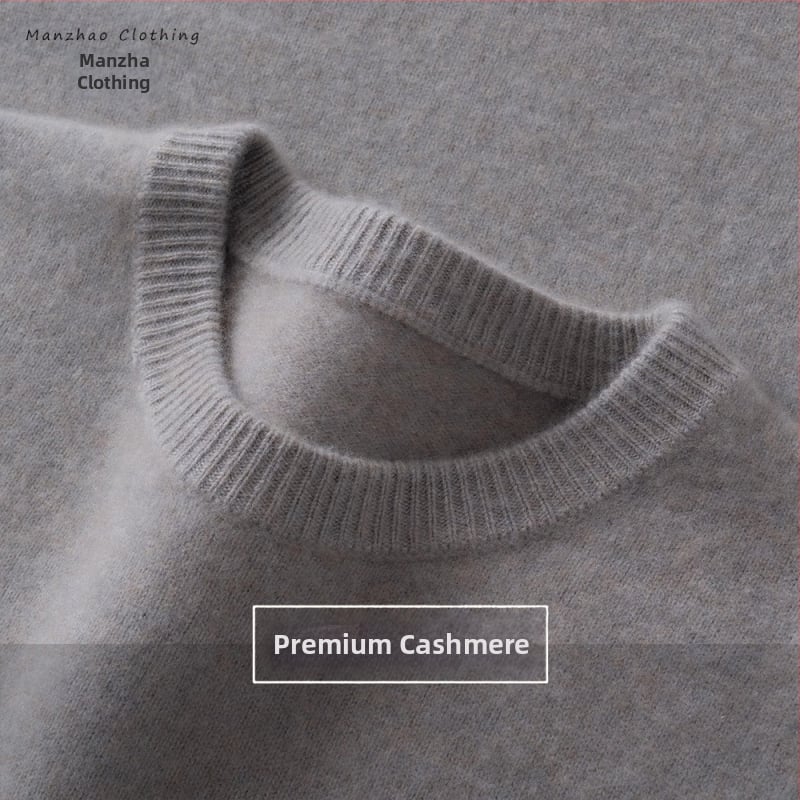 Ανδρικό πουλόβερ από κασμίρι με παχιά πλέξη, στρογγυλή λαιμόκοψη, μακριά μανίκια, 30–35% κασμίρι, μονόχρωμο σχέδιο