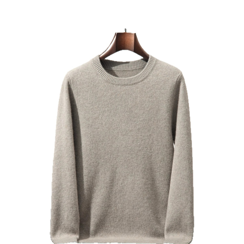 Ανδρικό πουλόβερ από κασμίρι με παχιά πλέξη, στρογγυλή λαιμόκοψη, μακριά μανίκια, 30–35% κασμίρι, μονόχρωμο σχέδιο