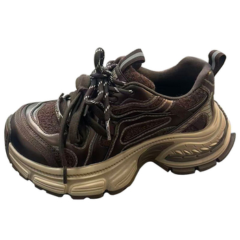 Ženske tenisice s debelim potplatom u stilu dad shoes, prozračni mrežasti gornji dio, vezanje na vezice, potplat od gumenih pjena, visoki kroj s visinom potplata 3-5 cm