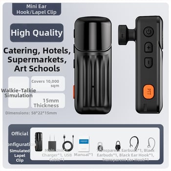 Mini klips Walkie-Talkie, model T50 Mini, domet 1,5–3 km, 16 kanala, Li‑ion baterija 800 mAh