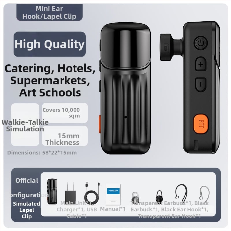 Mini klips Walkie-Talkie, model T50 Mini, domet 1,5–3 km, 16 kanala, Li‑ion baterija 800 mAh