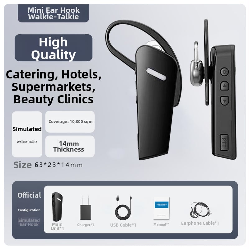 Mini klips Walkie-Talkie, model T50 Mini, domet 1,5–3 km, 16 kanala, Li‑ion baterija 800 mAh