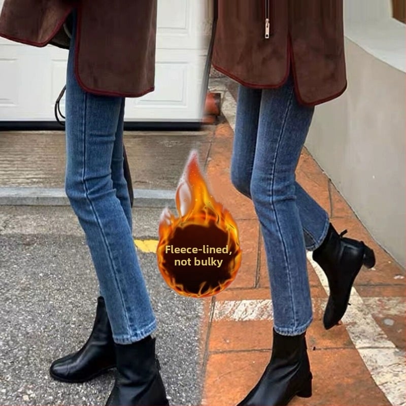 Дънки с висока талия, прав силует, дължина 9/10, деним от памук.