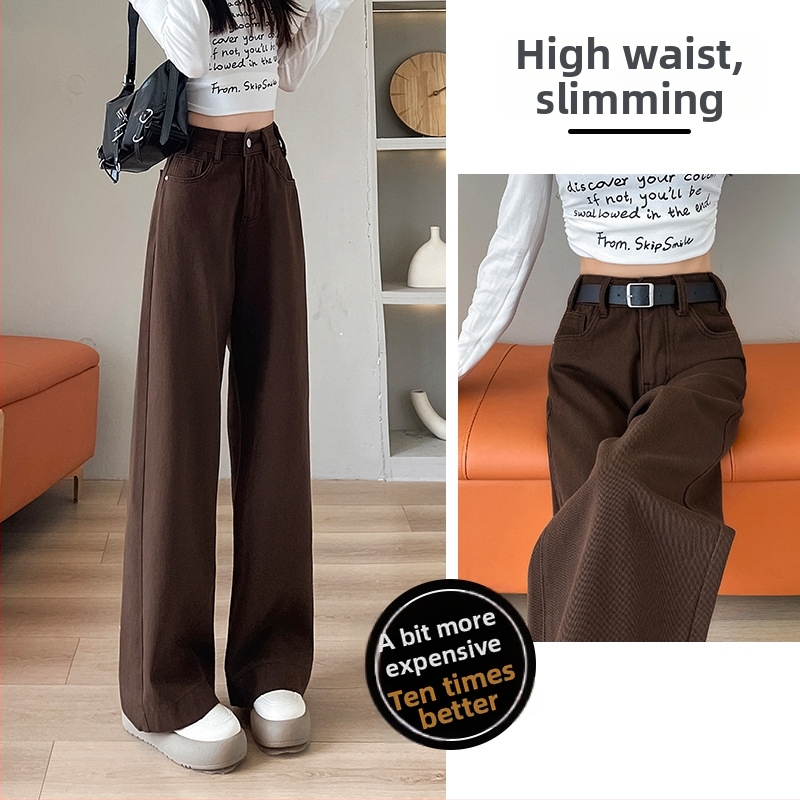 Дънки с висока талия и прав силует от деним с кадифена подплата, есенно-зимна колекция 2025, арт ретро стил