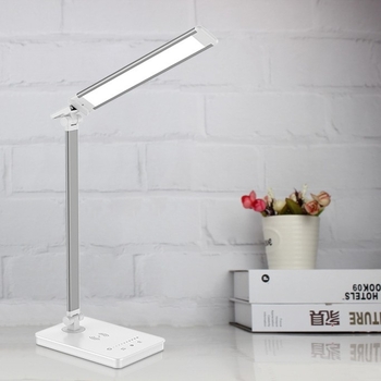 Asztali lámpa vezeték nélküli töltéssel, kettős LED fej, USB ellátás, érintéses kapcsoló, 12W