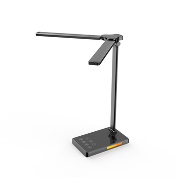Asztali lámpa vezeték nélküli töltéssel, kettős LED fej, USB ellátás, érintéses kapcsoló, 12W