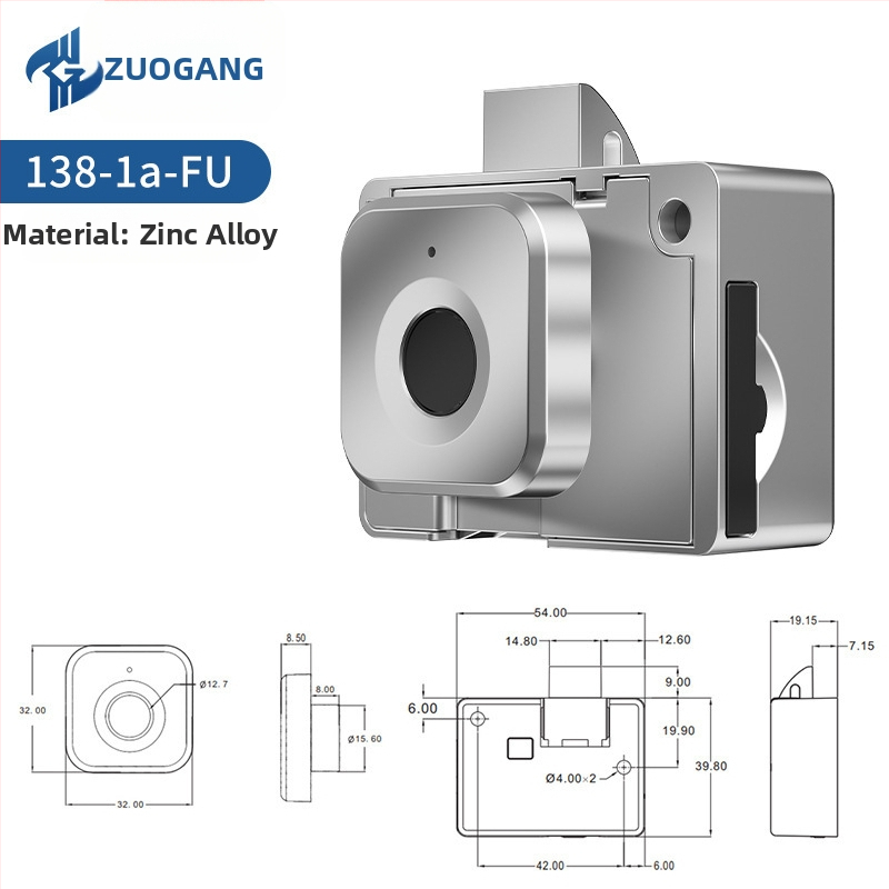 Inteligentný zámok na zásuvku s odtlačkom prsta pre domáce použitie, skriňa a kancelárske archívy; Model: 138-1a-Fu; Materiál: zliatina zinku/ABS; Značka: Little Doctor; Štýl: moderný minimalistický