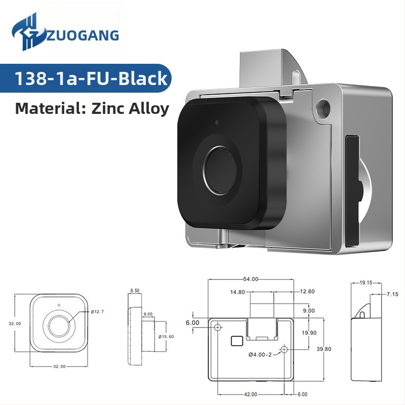 Inteligentný zámok na zásuvku s odtlačkom prsta pre domáce použitie, skriňa a kancelárske archívy; Model: 138-1a-Fu; Materiál: zliatina zinku/ABS; Značka: Little Doctor; Štýl: moderný minimalistický