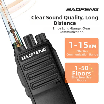 Baofeng ručni radio BF-1904/1909/AD1901D: 430-440 MHz, 5 W, 16 kanala, domet 5-10 km, baterija 4200 mAh