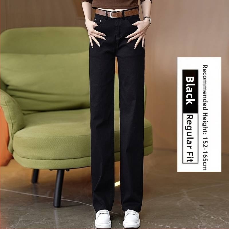 Дънки с прави крачоли, еластични, висока талия, деним 95% памук, ежедневен градски стил, пролет 2024