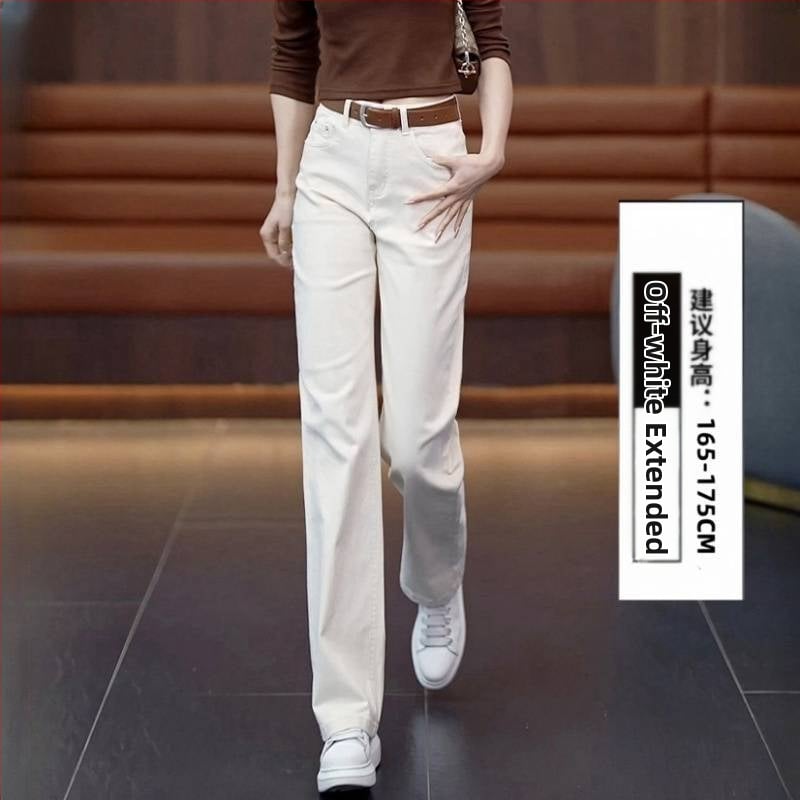 Дънки с прави крачоли, еластични, висока талия, деним 95% памук, ежедневен градски стил, пролет 2024