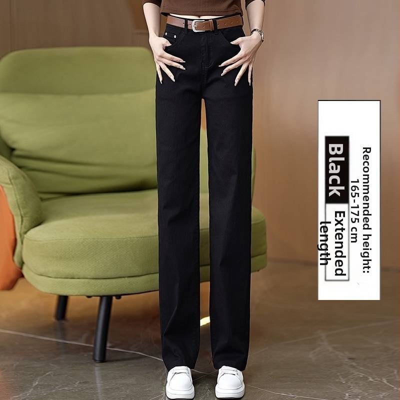 Дънки с прави крачоли, еластични, висока талия, деним 95% памук, ежедневен градски стил, пролет 2024