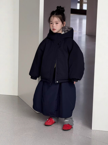 Dječja dvostruka puffer jakna, debeli zimski model, korejskog stila, punilo od bijelog patka 86–90%