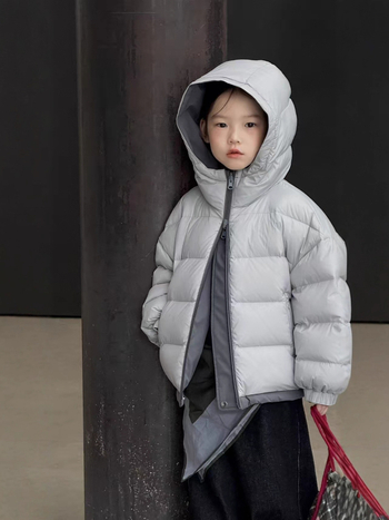 Dječja dvostruka puffer jakna, debeli zimski model, korejskog stila, punilo od bijelog patka 86–90%