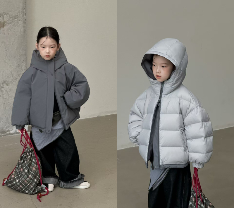 Dječja dvostruka puffer jakna, debeli zimski model, korejskog stila, punilo od bijelog patka 86–90%
