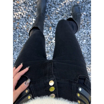 Дамски дънкови джинси с висока талия, тесен силует, микроеластично разтягане, дължина 9/10