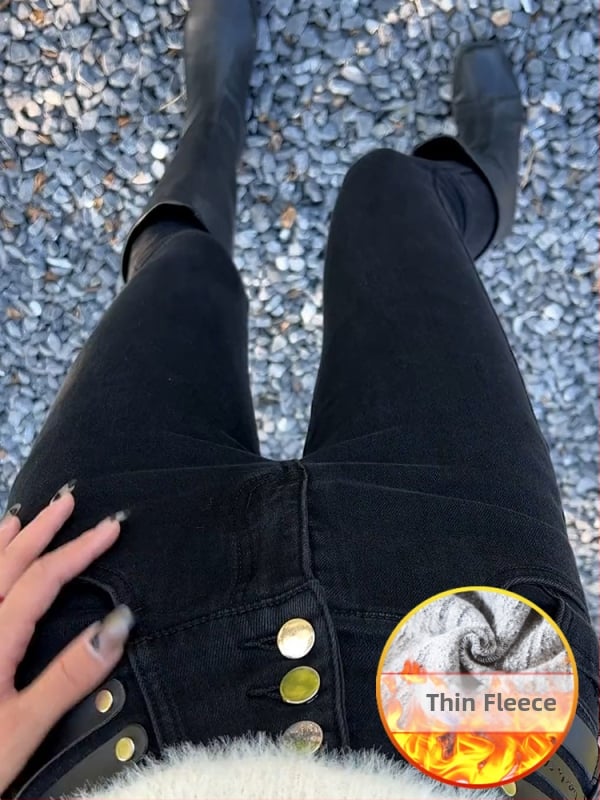 Дамски дънкови джинси с висока талия, тесен силует, микроеластично разтягане, дължина 9/10