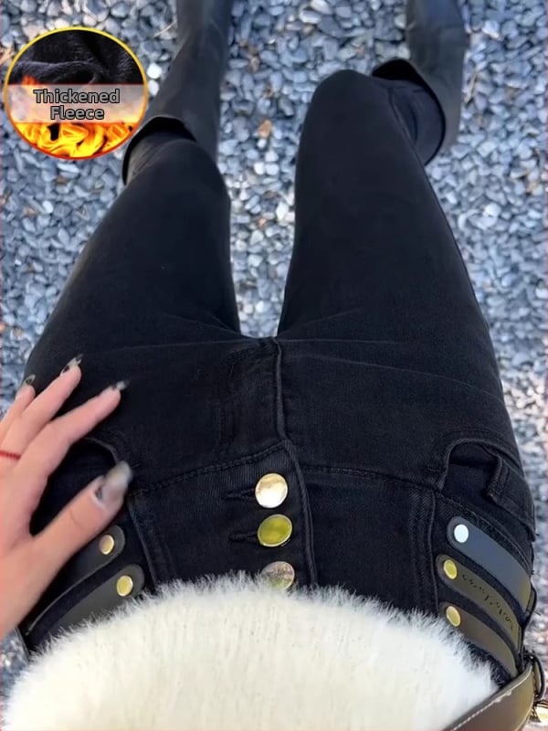 Дамски дънкови джинси с висока талия, тесен силует, микроеластично разтягане, дължина 9/10