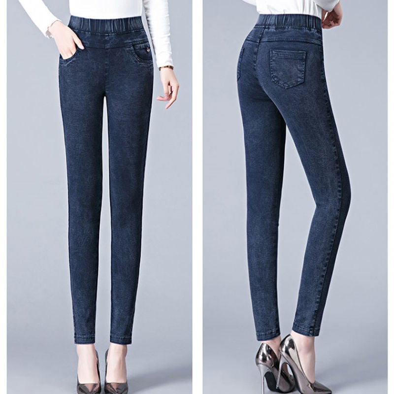 Дънки за жени - висока талия, деним-памук, тесни панталони, дебел материал, пролет 2025