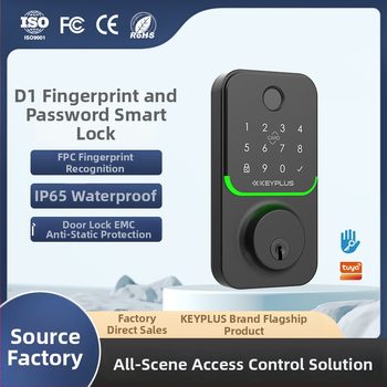 Pametna brava za vrata D1 s Alexa glasovnom upravom, otisak prsta, lozinka, čitač kartica i daljinsko otključavanje — Pohrana otisaka 100, Vrijeme skeniranja 0,1 s, Lažno prepoznavanje 0,01%, Lažno odbacivanje 0,0001%