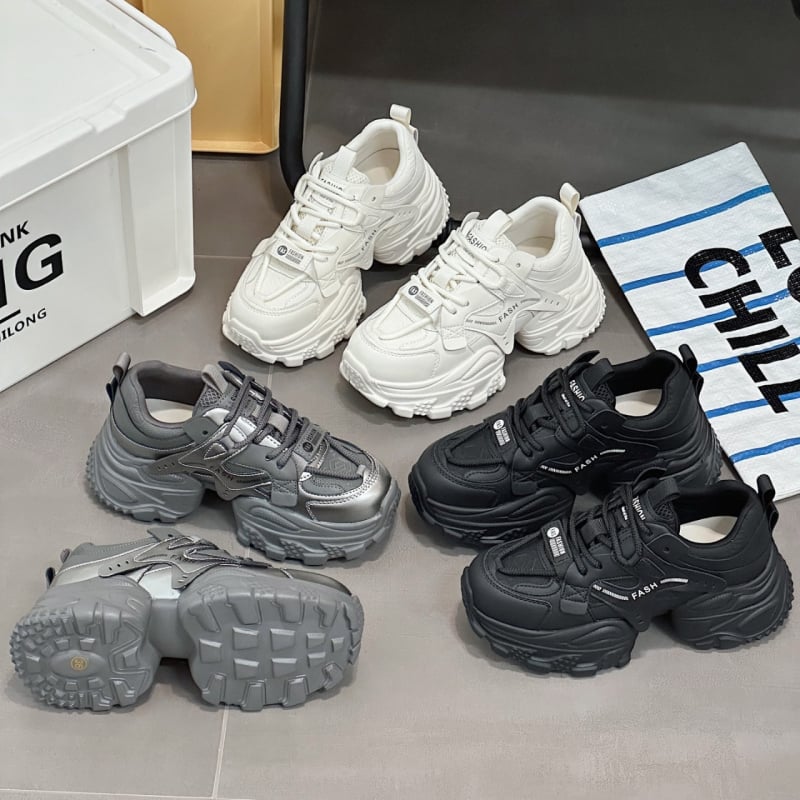 Ženske Dad Shoes od prave kože – prozračne, okrugla nosna kapica, vezanje, gumeni đon