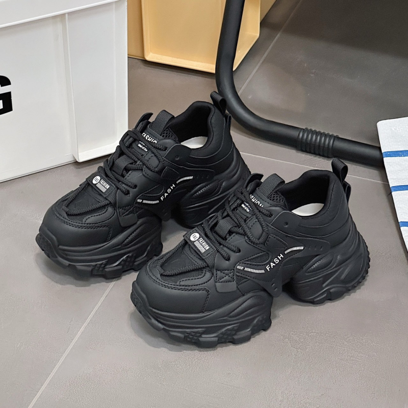 Ženske Dad Shoes od prave kože – prozračne, okrugla nosna kapica, vezanje, gumeni đon