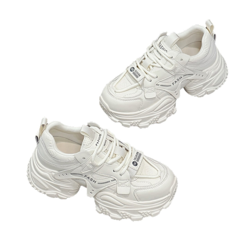 Ženske Dad Shoes od prave kože – prozračne, okrugla nosna kapica, vezanje, gumeni đon