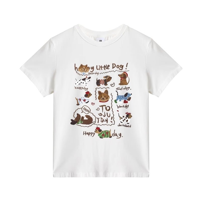 Памучна тениска с къси ръкави, кръгло деколте, принт с аниме карикатура, слим фит