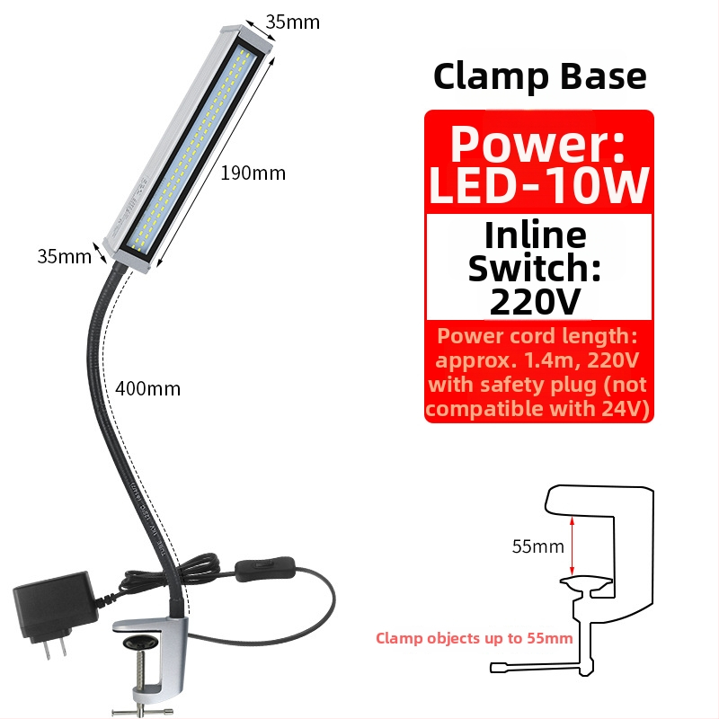 LED φως εργασίας για εργαλειομηχανές με μακρύ βραχίονα, αδιάβροχο, μαγνητική βάση, 220V/24V/36V
