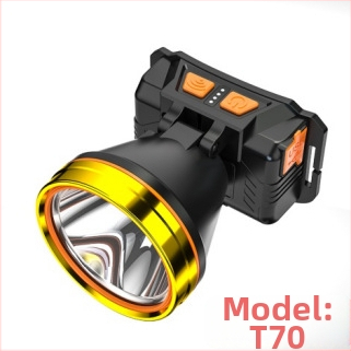 Презареждаща се LED челна лампа, 5000mAh батерия, 20W, лъч над 500 м, въртене на 360°, включено зарядно