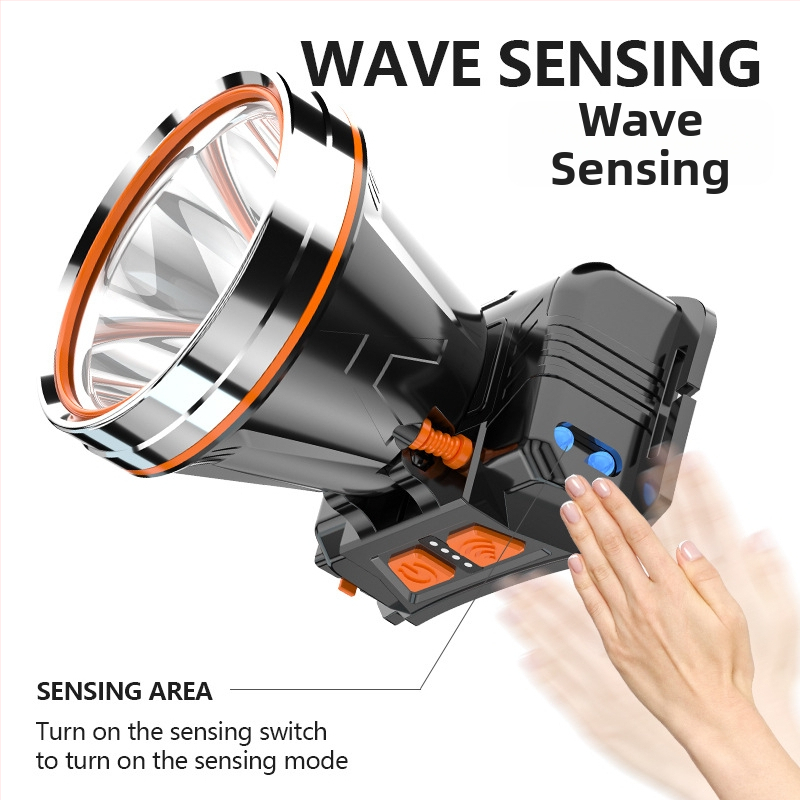 Dobíjateľná LED čelovka, 5000mAh batéria, 20W, dosvit >500 m, 360° otáčanie, nabíjačka zahrnutá