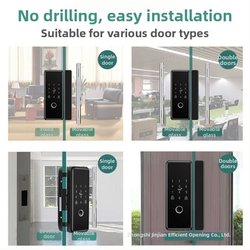 Pametni sigurnosni zaključavanje za dvostruko otvaranje bezokvirnih staklenih vrata u uredu s otiskom prsta, karticom i lozinkom (Model R0958; pohrana otiska: 50; načini otključavanja: otisak prsta, kartica, lozinka; vrijeme skeniranja <2s; napajanje DC)