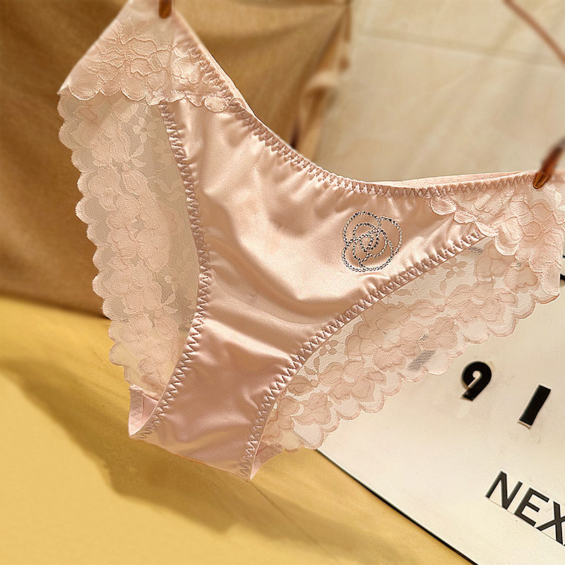 Francuskog stila seksi čipkaste gaćice za žene, svileno-glatka ledena nježnost, ukrašene rhinestones, prozračene i udobne