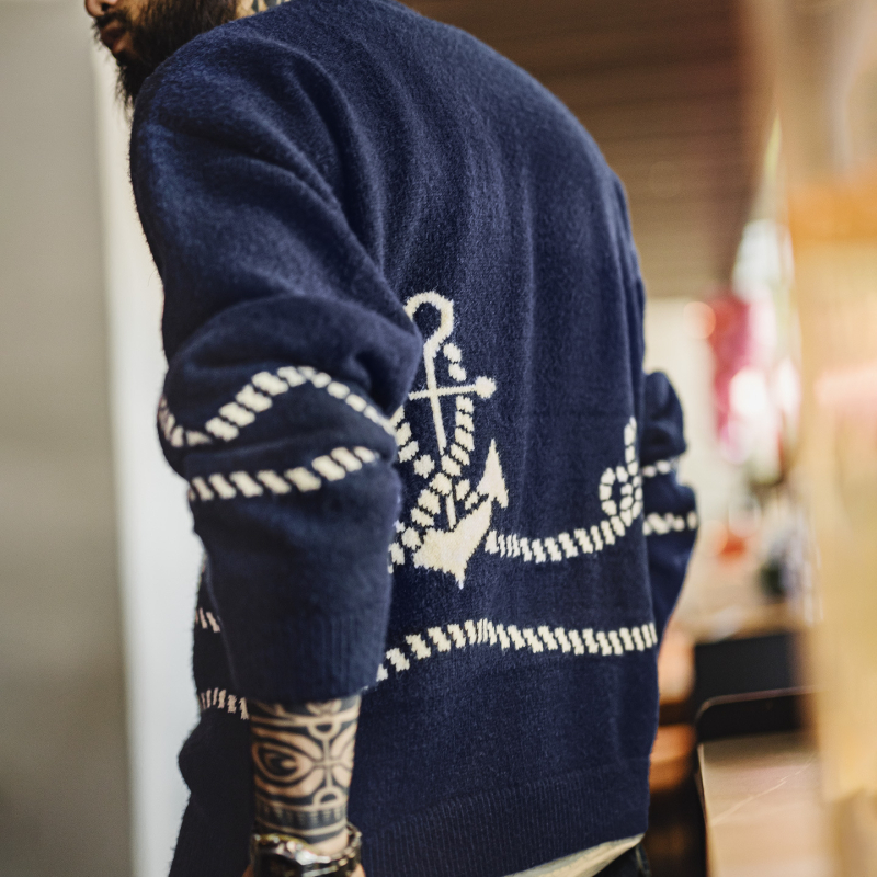 Malden pulover, etnički stil, jacquard uzorak, debeli pleteni materijal, mješavina poliestera-spandeksa-akrila