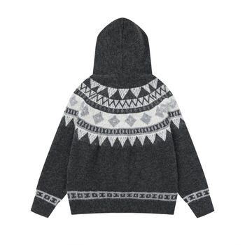 Пуловер с качулка, плетен, унисекс, акрилно-полиестеров смес, дълги ръкави