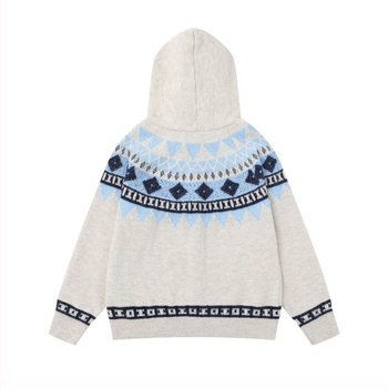 Пуловер с качулка, плетен, унисекс, акрилно-полиестеров смес, дълги ръкави