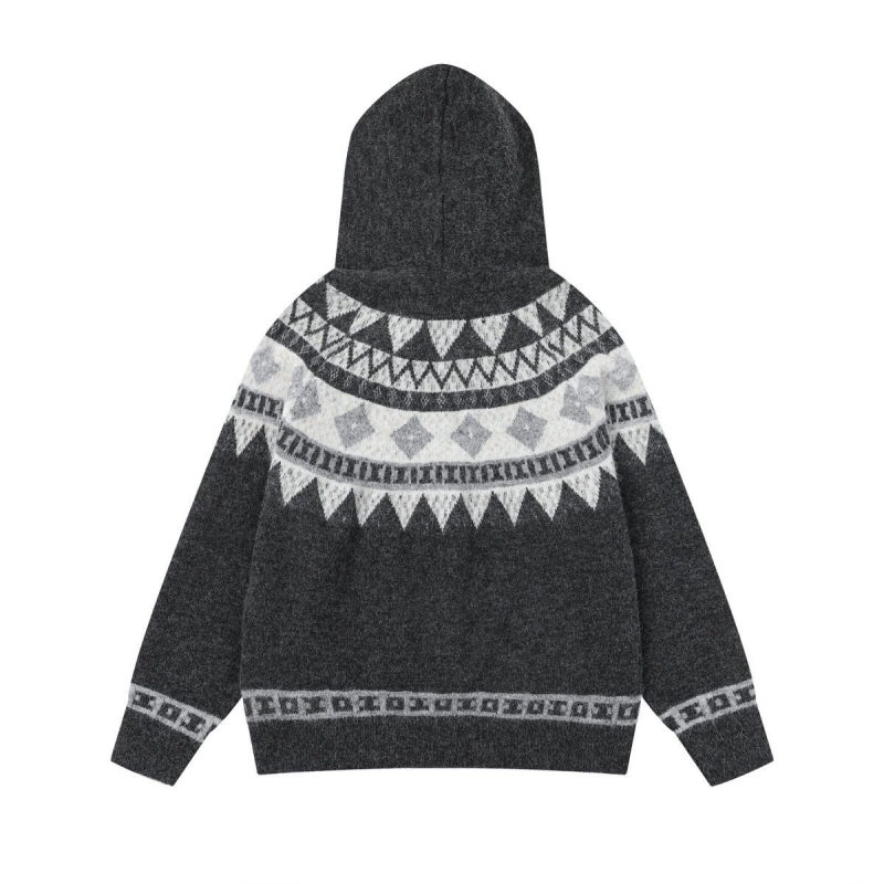 Пуловер с качулка, плетен, унисекс, акрилно-полиестеров смес, дълги ръкави