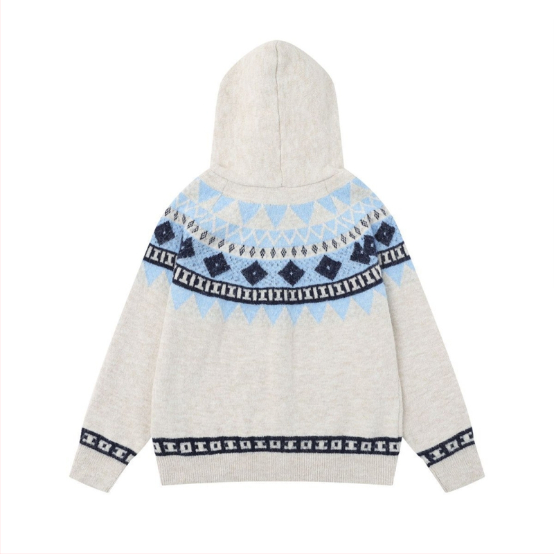 Пуловер с качулка, плетен, унисекс, акрилно-полиестеров смес, дълги ръкави