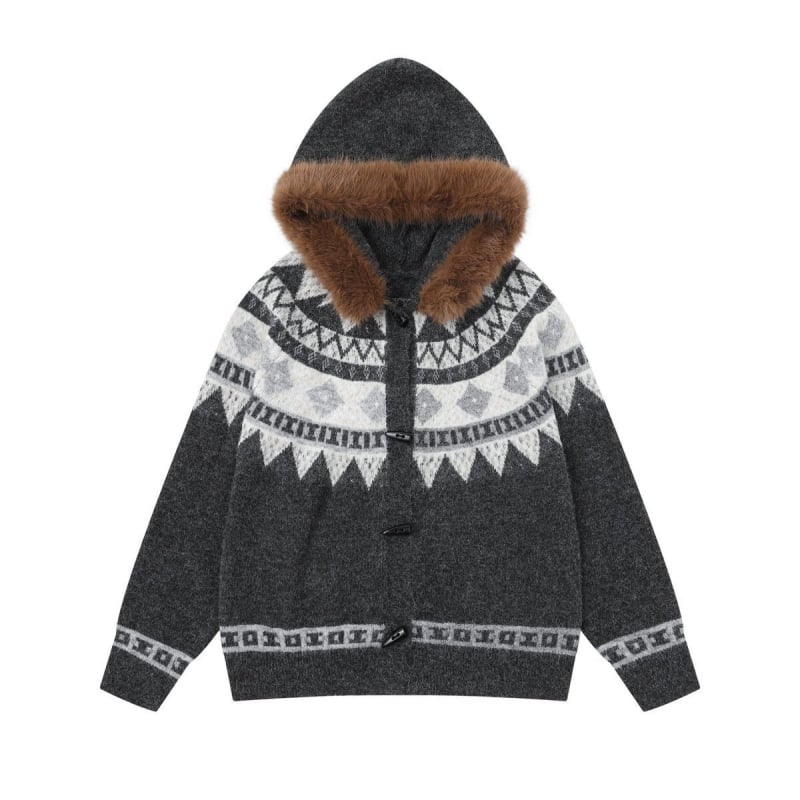 Пуловер с качулка, плетен, унисекс, акрилно-полиестеров смес, дълги ръкави